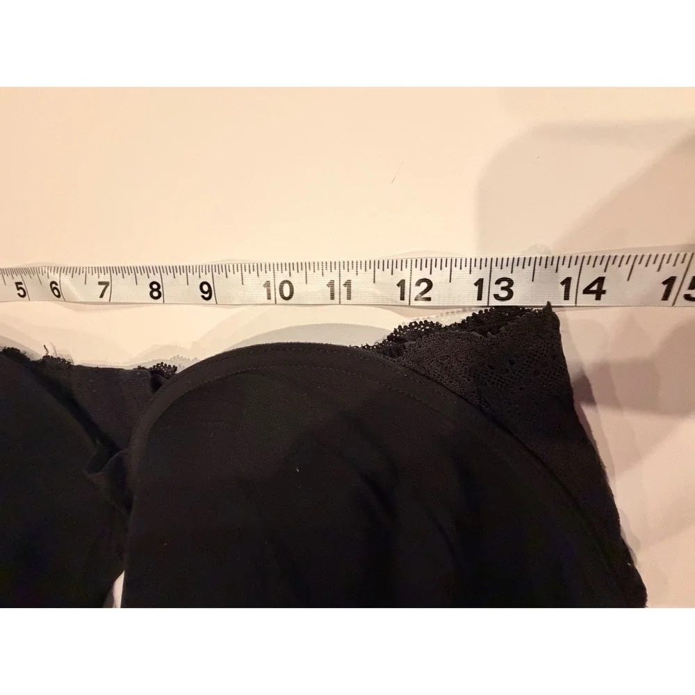 Natori Black Lace Trim Full Coverage Contour Bra 38H Underwire Adjustable Straps